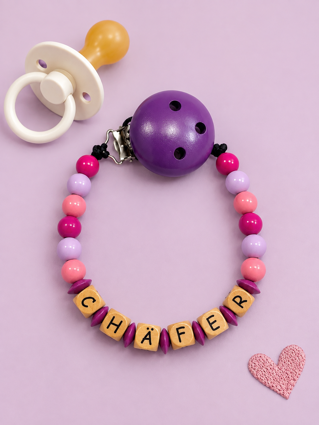 Nuggikette "Fuchsia" Holz