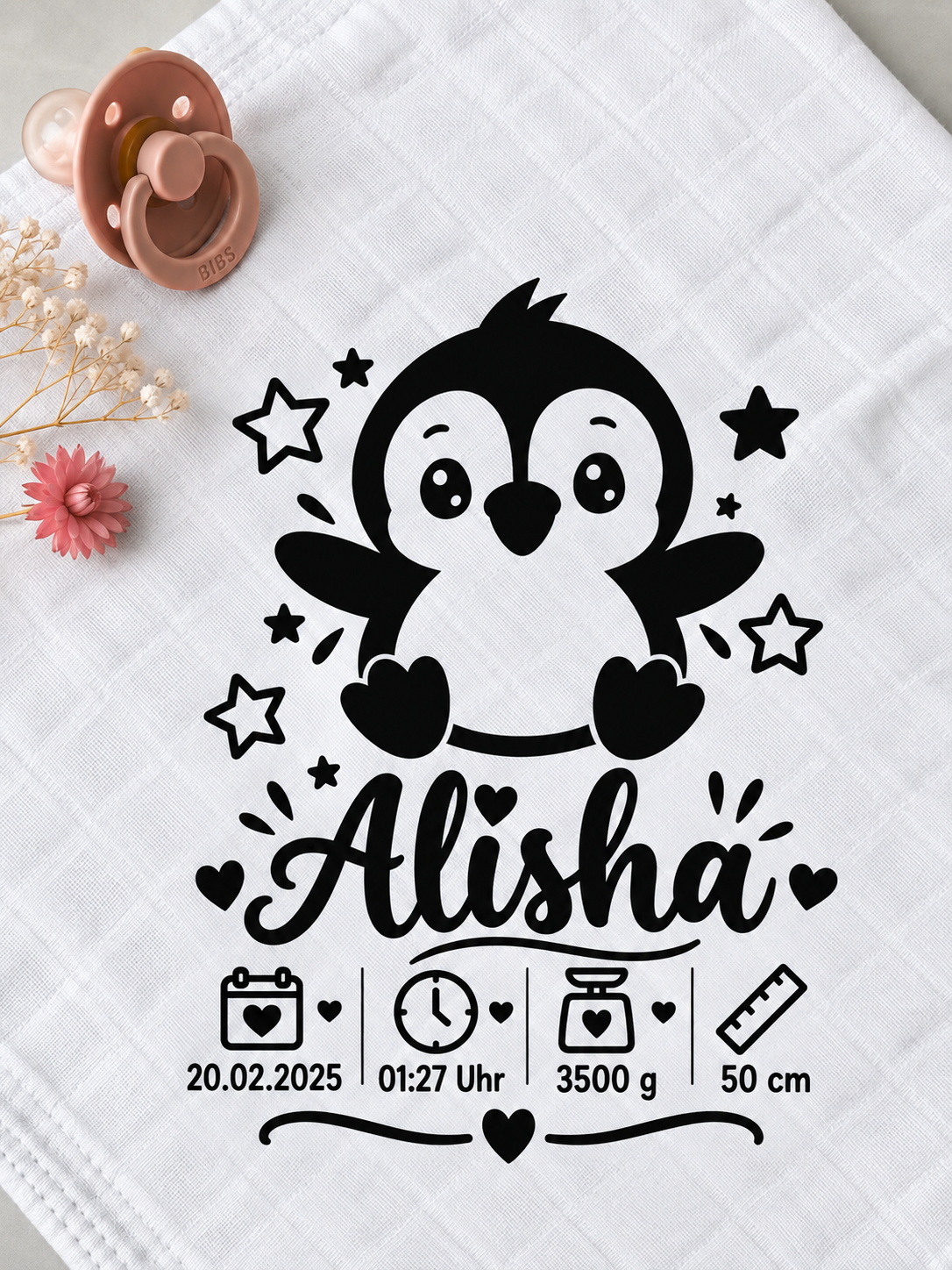 Personalisiertes Nuschi „Pinguin“